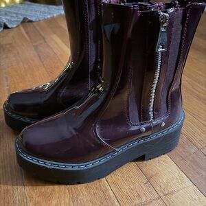 Women's Burgundy Patent Leather Boots